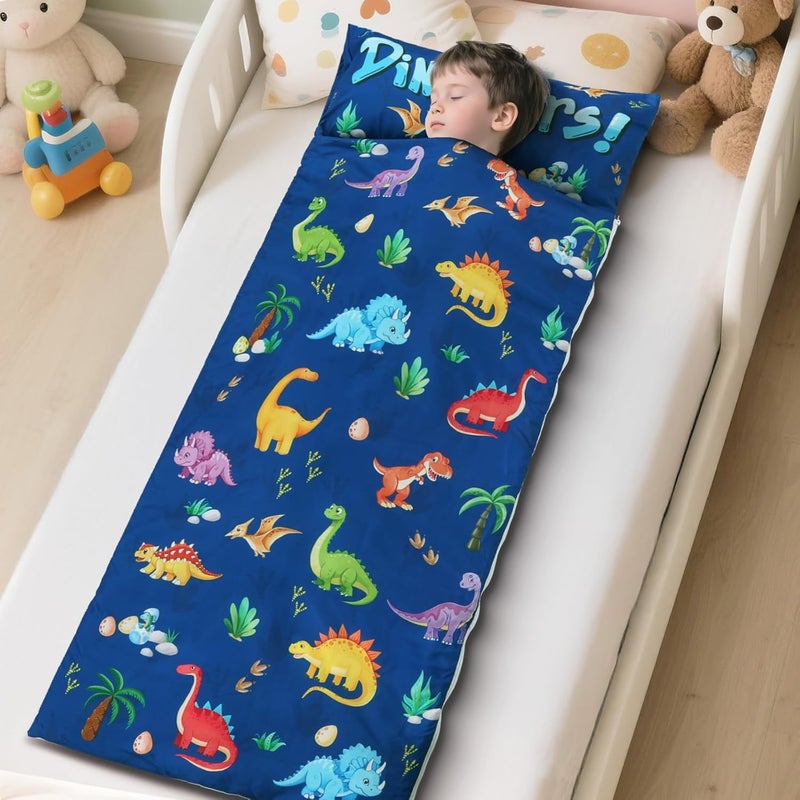 Decalsweet Kids Sleeping Bag Toddler Nap Mat with Removable Pillow, Large Foldable Sleeping Bag for Girls Boys, Easy Clean Slumber Bag with Double Zip for Camping School Preschool Daycare, 59×24 inch - Image 4